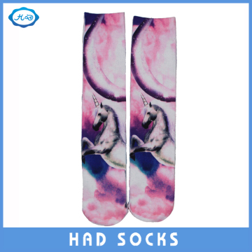 Fashion Unicorn Sublimation Print Sock for Lady