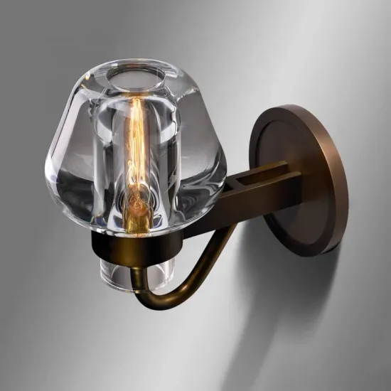 Modern Luxury Bronze Copper K9 Crystal Wall Sconce Light