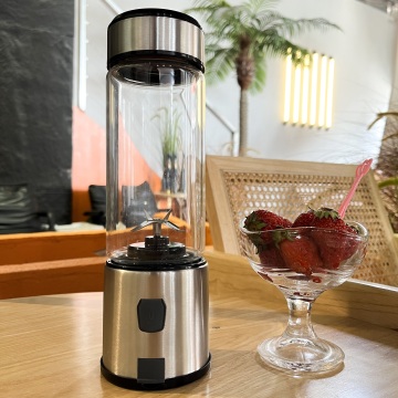 Stainless Steel Body 450ml Blender Cup with 6 Blades - Portable USB Mini Blender Juice