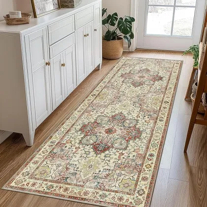 Machine Washable Floral Blossom 2x6ft Runner Rugs
