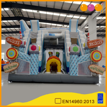 2016 AOQI newest design fun airport gaint inflatable slide double lane for kids