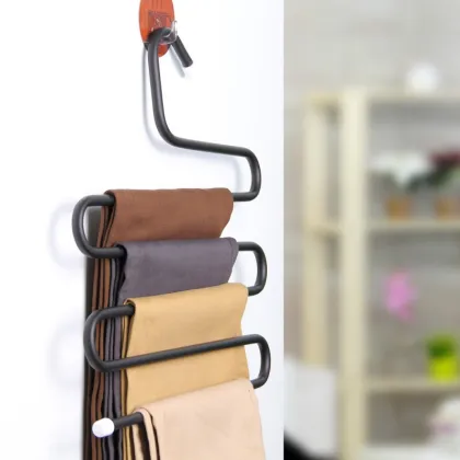 N295 S type wholesale space saving metal trouser hangers rack