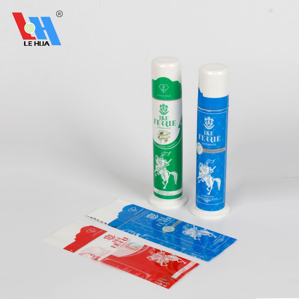 Etiqueta de manga retráctil para tubos de pasta de dientes de forma embotellada