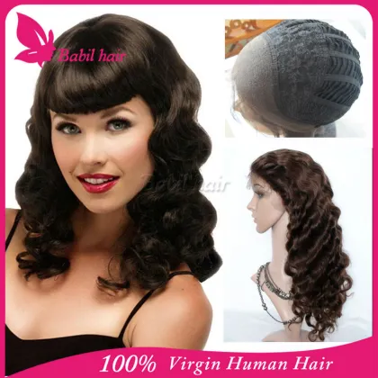 Charming Body Wave Finest Swiss brazilian hair full lace wig with baby hair