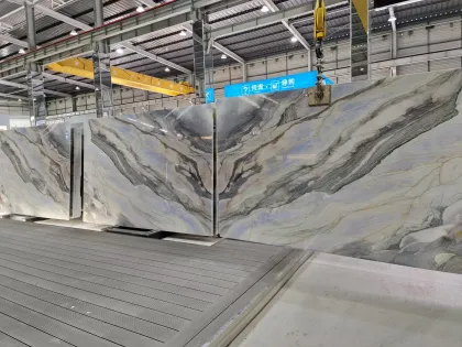 Raw Ocean Blue Quartzite Slab for Kitchen Island: Natural Stone Match for Your Home Renovation