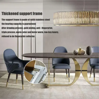 Northern Europe Domestic Marble Rectangular Dining Table and Chairs