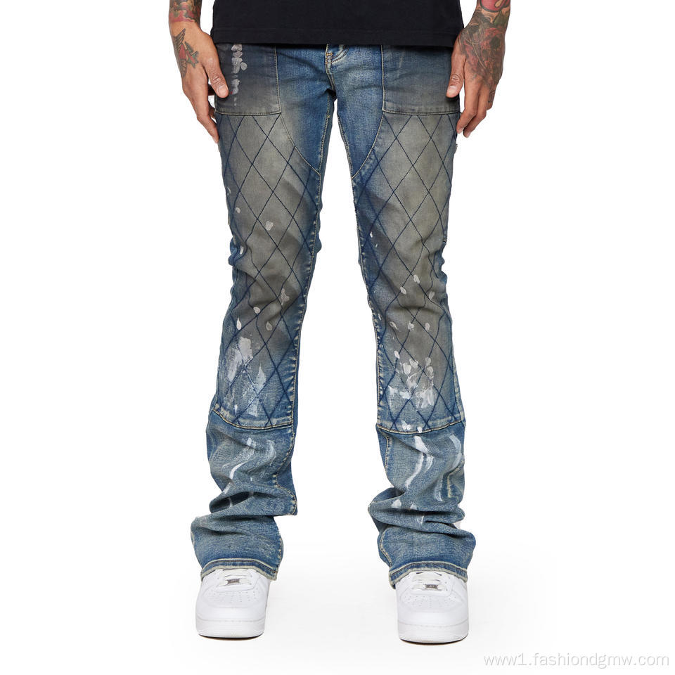 Hight Quality Designers Stacted Fit Denim Jeans