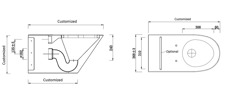 dimension of concealed cistern stainless steel toilet