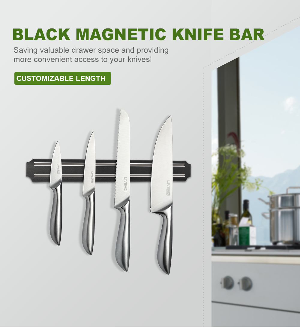 12.7 INCH BLACK MAGNETIC KNIFE BAR