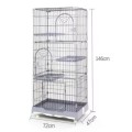 AIBIKE Metal Cat Cage Powder Coated Quadrate Pet Enclosure Plastic Tray Push-Up Closure Indoor Outdoor