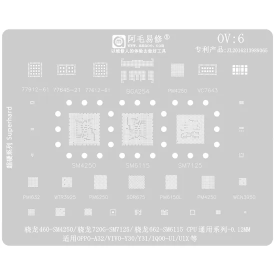 BGA Reballing Stencil for OPPO A32/Y30/Y31/IQ00-U1/U1X