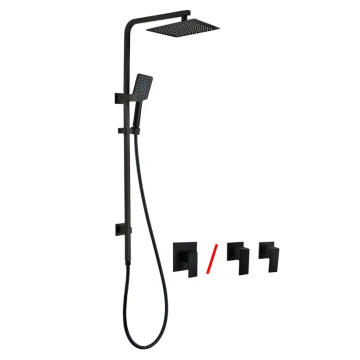 Black Bathroom Faucet Set: Concealed Hot and Cold Tap Mixer with Rain Shower