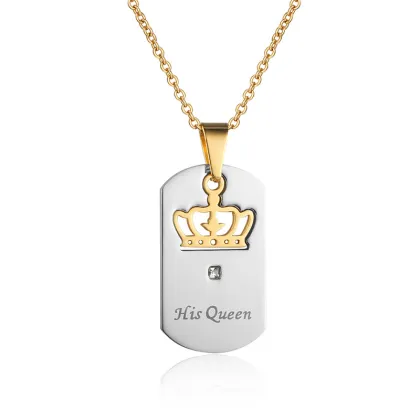 Stainless Steel 'Her King, His Queen' Crown Couple Necklaces: Hot Selling Jewelry for Lovers