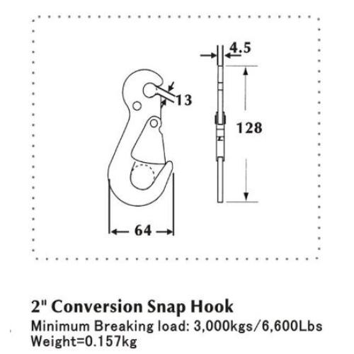 Conversión plana Snap Hook 50MM Ancho con carga de ruptura 5000KG