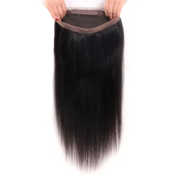 360 Lace Frontal Closure Straight Human Hair, Brazilian Virgin Human Hair Extensions Cuticle Aligned Lace Frontal 360