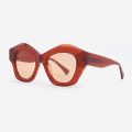 Polygon-shaped with 3D effect Acetate Female Sunglasses