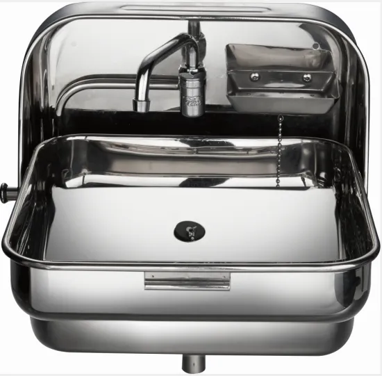 GR-595 RV Boat SS Folding Sink with Integrated Faucet 370*390*180/375mm