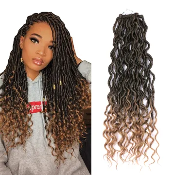 AliLeader New Style Goddess Faux Locs Crochet Hair Braids Synthetic Braiding Hair Deep Wave Curly Ends Locs Hair Extension