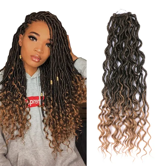 AliLeader New Style Goddess Faux Locs Crochet Hair Braids Synthetic Braiding Hair Deep Wave Curly Ends Locs Hair Extension