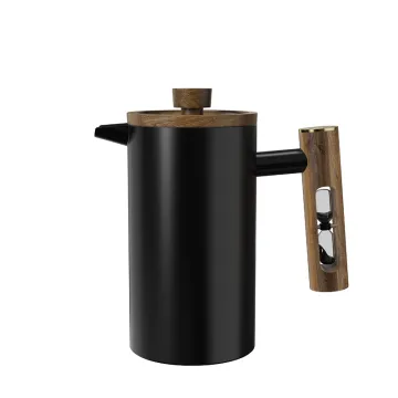DHPO 1000ml Double Wall Stainless Steel French Press Coffee Maker with Hourglass Timer