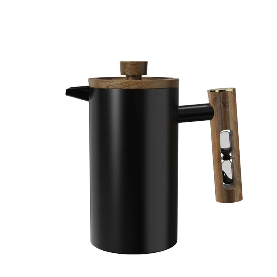 DHPO 1000ml Double Wall Stainless Steel French Press Coffee Maker with Hourglass Timer