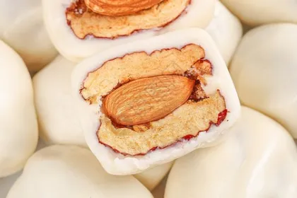 Tasty Milk Date Snack with Almond Filling