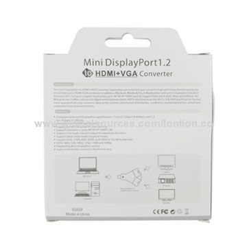 New Mini DisplayPort to HDMI + VGA Converter for All HDTV and Smartphones, RoHS Mark