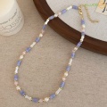 18k Gold Plated purple agate freshwater pearl Necklace