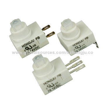 Pushbutton Switch, 7A, 14V DC, 3P ON(1-C)-ON(2-C)