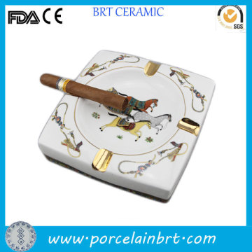 Fashional ceramic square ashtray with horse design