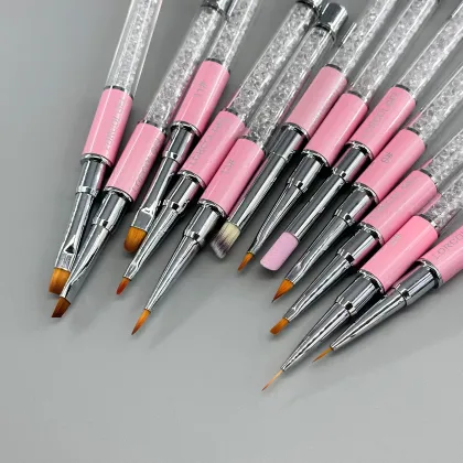 10 Designs Rhinestones Handle Acrylic UV Gel Nail Art Brush