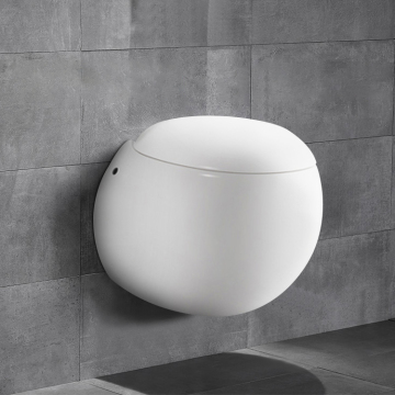 Egg-Shaped Wall-Hung Toilet with Gravity Flushing and Hidden Water Tank