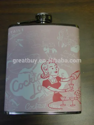 pu leather covered stainless steel drinkware hip flask