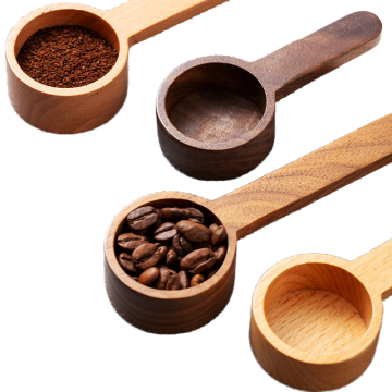 Japandi Style Black Walnut Beech Wood Coffee Tea Measuring Scoop - Durable Kitchen Tableware