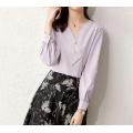 Women's blouses, irregular hem, cutting shirt collar with beading