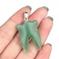 Green Aventurine Tooth Necklace for Women Men Handmade Craved Stone Teeth