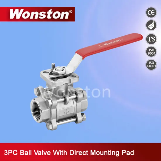 CF8m 3PC Ball Valve with ISO Direct Mounting Pad