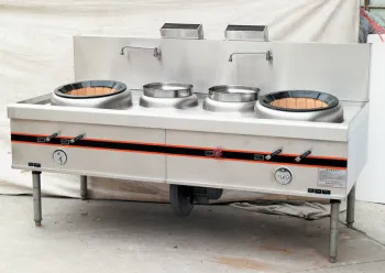 Two Burner Gas Cooking Range 550w , Stainless Steel Commercial Kitchen Equipments