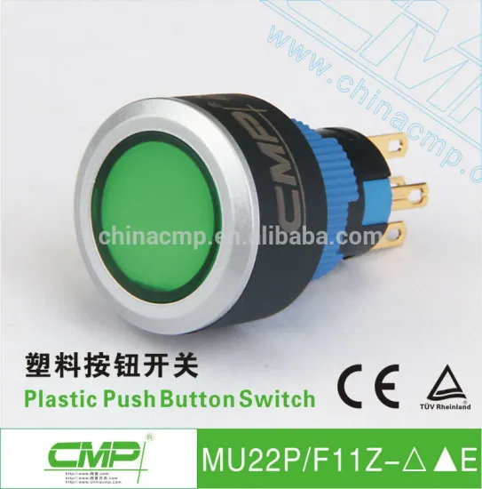 6 colors 22mm plastic momentary or latching type push button switch with led indicator