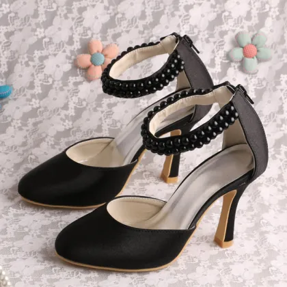 Classic Pearl Wedding Shoes High Heel