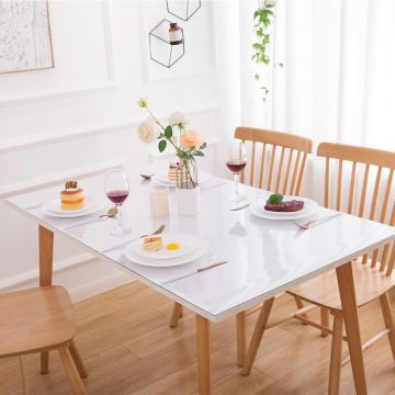 Rectangular Vinyl Table Cloth - Waterproof PVC Plastic Cover for Dining or TV Table