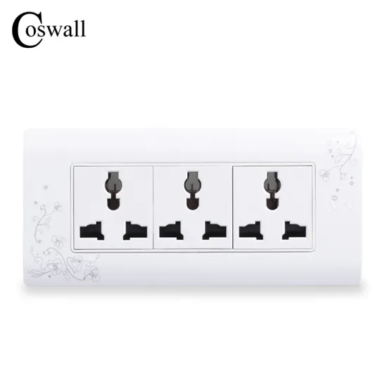 COSWALL Universal Plug Simple Style Wall Electrical Socket Multi-function 9 Hole Power Outlet With Child Protective Door
