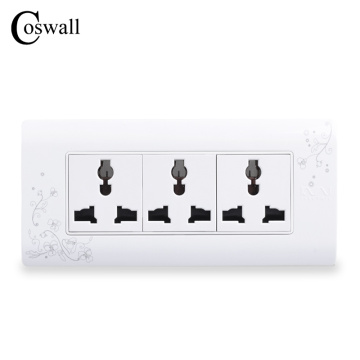 COSWALL Universal Plug Simple Style Wall Electrical Socket Multi-function 9 Hole Power Outlet With Child Protective Door