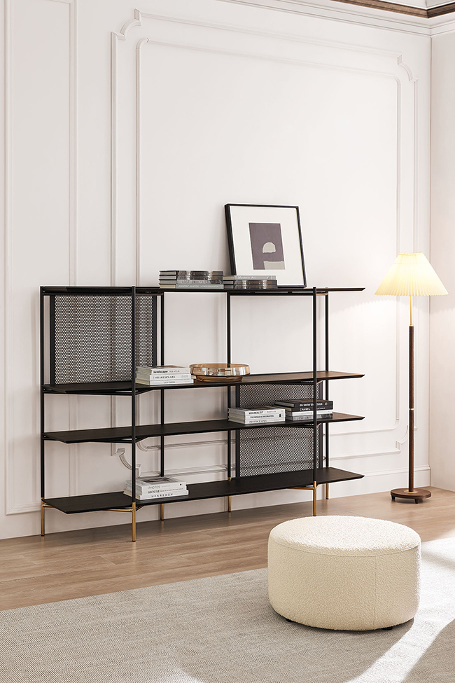 Stainless Steel Black Painted Bookcase