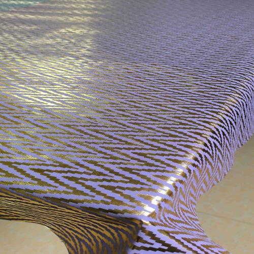 corak riak taplak meja emas dengan kain pu