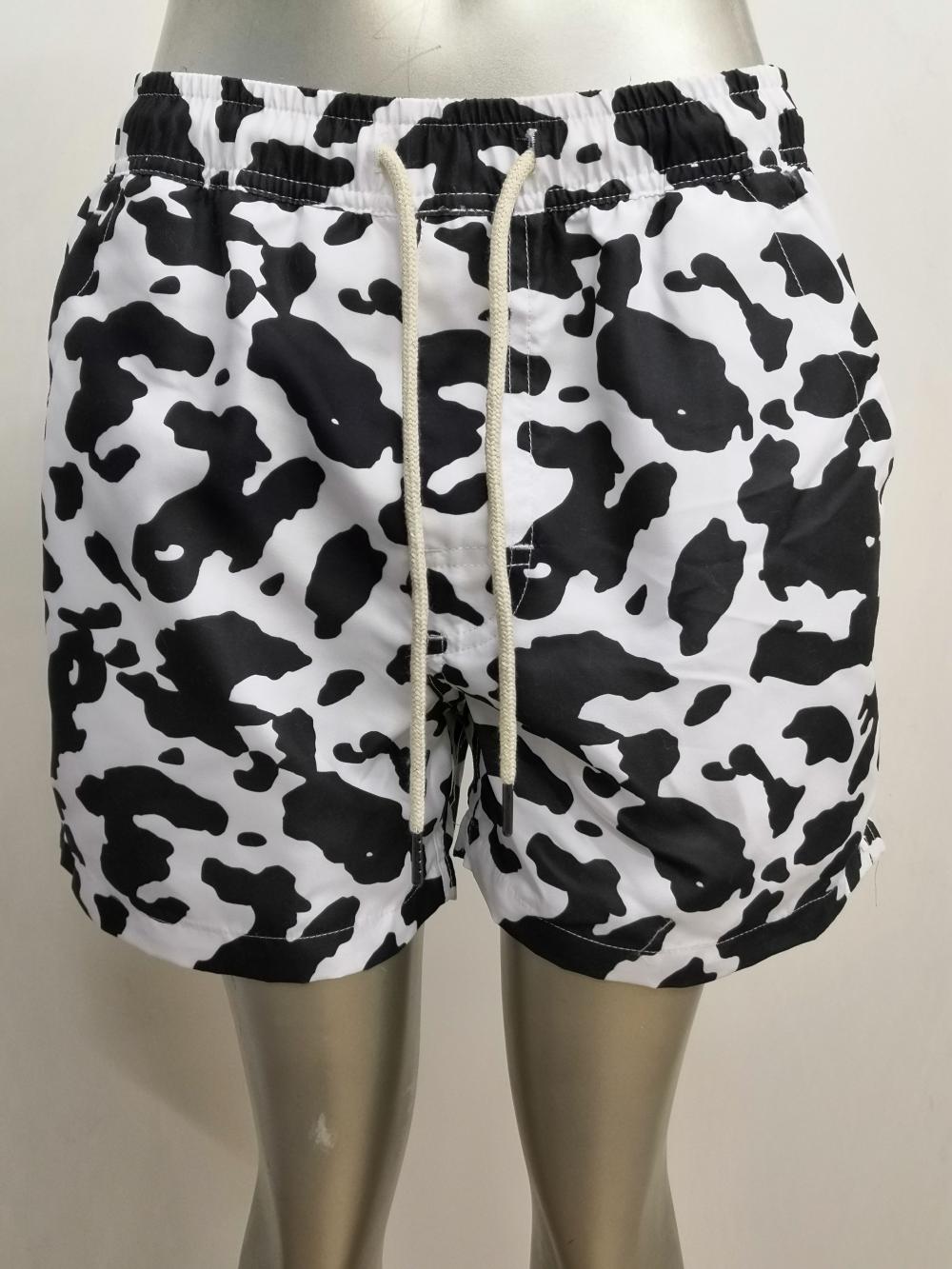 Cow print men's beach shorts