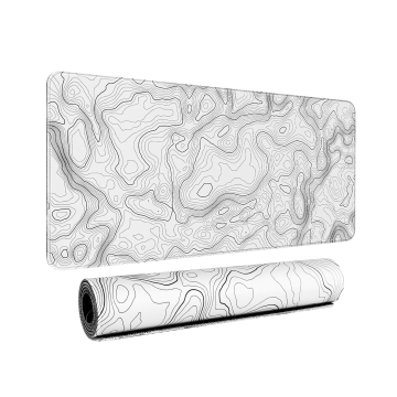 Geographic Outline Line Stripe White Mouse Pad with Smooth Surface for Office Use