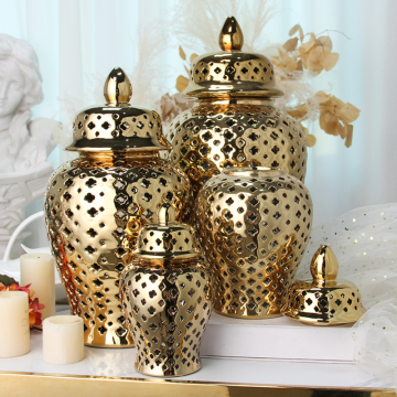 Ceramic Gold Ginger Jar Sets for Home Decor