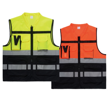 Safety vest with pockets color stitching style