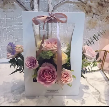 Custom Handle Paper Basket Packaging Box for Flowers